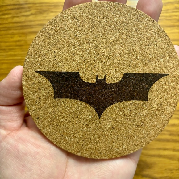 Batman Christian Bale Logo Laser Engraved Cork Coaster - Picture 5 of 6